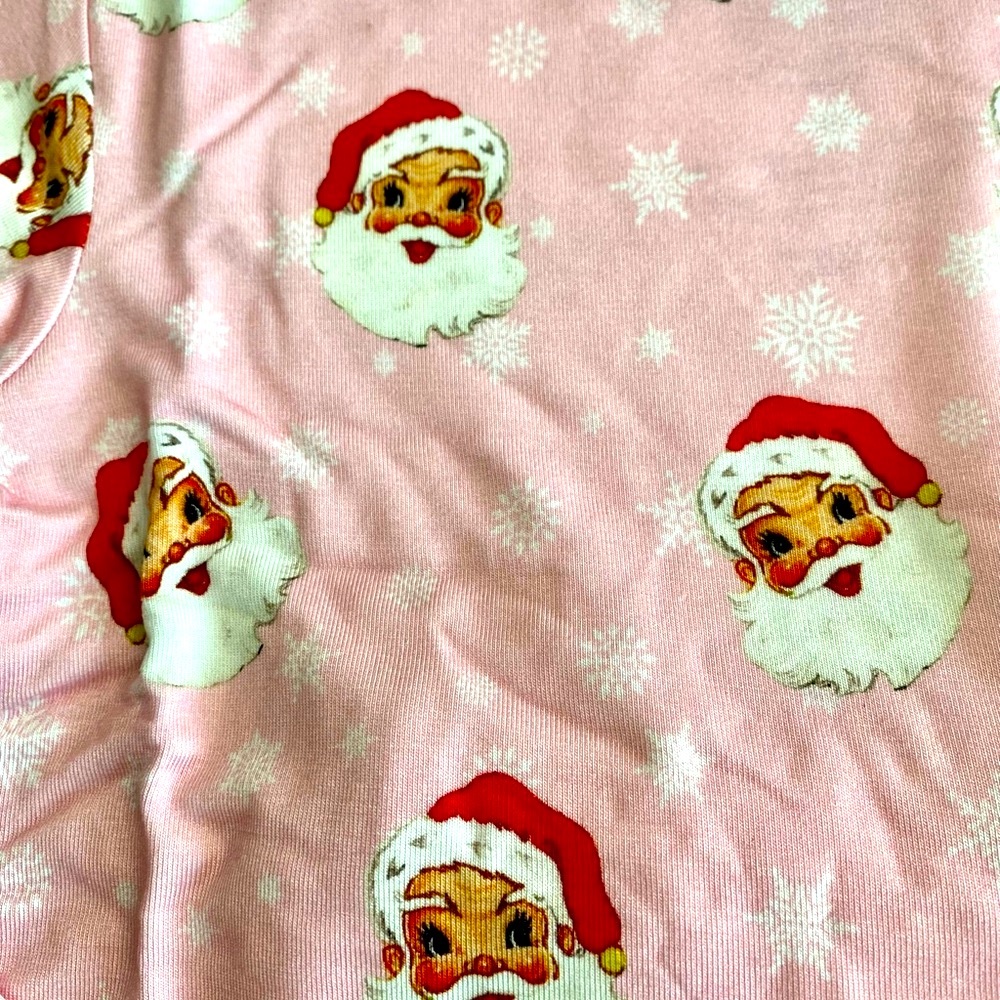 Festive Pink Red Santa Little Girl’s Long Sleeve Christmas Bamboo Pajamas Set 5T - Picture 2 of 6